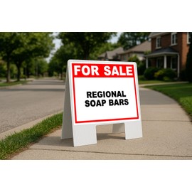 Regional Soap Bars For Sale Whte Red Black Folding Coroplast A-Frame with Double-Sided 23in x23in