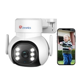 ctronics Outdoor WiFi Surveillance Camera, PTZ IP Camera Outdoor 1080P with 30 m Colour Night Vision, Humanoid Detection, Automatic Tracking, 2-Way Audio, Wall and Ceiling Mounting, IP66 (White) (1)