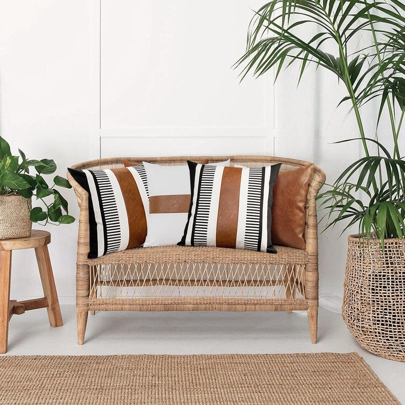 Vfuty Set of 2 Black White Boho Pillow Cover with