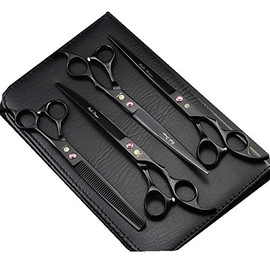 Purple Dragon 8 Inch Professional Pet Grooming Scissors Sets Dog Grooming Shear 1 Pc STRAIHT & 1 PcTHINNING & 2 Pcs Curved Scissors