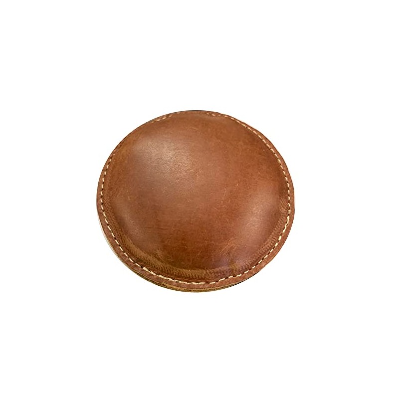 Leatherworks 3 1/2'' Circle Shot Filled Leather (Map) Paperweight (149-LW)