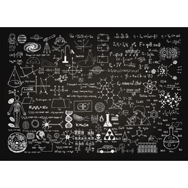 BELECO 1.5 x 1 m Fabric Science Topic, Classroom Blackboard Background, Chemistry, Mathematics, Geometry, Physics, Handwritten Blackboard Background, Online Teaching, Back to School, Party Decor