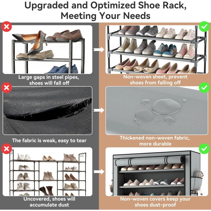 LANTEFUL 10-Tier Shoe Rack Organizer 40 Pair Tall Shoe Shelf