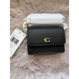 Coach Womens Essential Half Flap Card Case CR538 Brass/Black