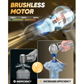 Saker Car Vacuum Portable 6-in-1 Handheld Cordless Vacuums, 20000PA Suction, 7800mAh Blower, Window Breaker, Seatbelt Cutter for Car, Home & Office Cleaning SW102 Silver