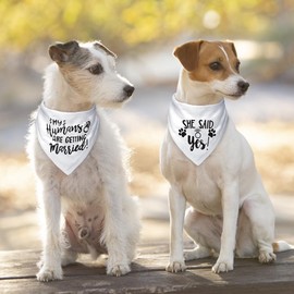 2PCS My Humans are Getting Married and She Said Yes Dog Bandanas, Pet Scarf Triangle Bibs Kerchief, Dog Wedding Bandanas, Dog Engagement Announcement, Pet Accessories(Diamond Ring Pattern)