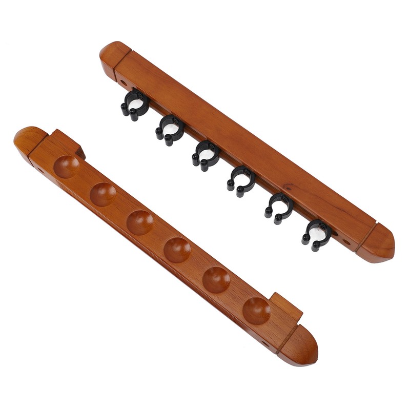 Wall Mounted Billiard Pool Cue Rack 6 Cues Wooden Billiard