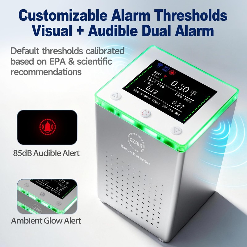 GZAIR Radon Detector for Home, with WiFi,10-Min Result,508-Day Data Storage