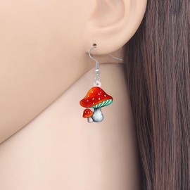 NEWEI Acrylic Colorful Mushroom Earrings Dangle Cute Mushroom Jewelry for Women Teen Girls Charms Mushrooms Gifts (Mushroom F)