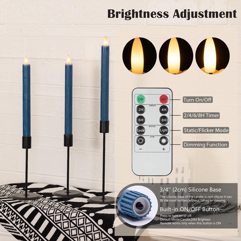 SEHNSY Flameless Taper Candles with Remote, Real Wax Battery Operated