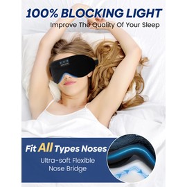Bluetooth Sleep Mask with Headphones, 3D Bluetooth Eye Mask for Sleeping Built-in HD Speakers for Side Sleepers, Sleeping Mask with Bluetooth Headphones for Meditation,Office,Travel