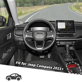 Jimen Fit for Jeep Compass 2021-2024, 1PC Front Cup Holder Cover Trim (Red)