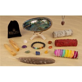 Variety Sage Smudge Kit with Shell, Palo Santo, Stones, Bracelet, Feather & More