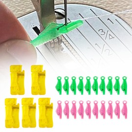 25Pcs Fish Mouth Sewing Machine Needle Threader, Automatic Needle Threader for Hand Sewing Sets with 5Pcs Automatic and 20Pcs Fish Type Plastic Quick Sewing Machine Loop Needle Threaders Tool for DIY