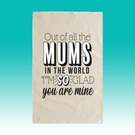 SmartyPants So Glad You Are Mine Tea Towel Cute Sweet Novelty Mother's Mummy Mum Daughter Son Women Baking Baker Cooking Cook Chef Kitchen Accessories Gifts Presents (Natural Prime)