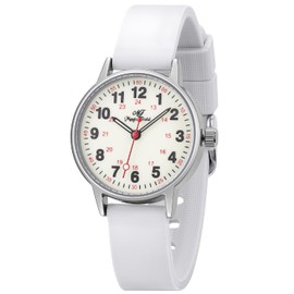 ManChDa Women Watch for Nurse, Medical Professionals, Doctors Watch for Women Men, White Silicone Band, Quartz Luminous Dial, Military Time, Watch Second Hand and 24 Hour Wrist Watches