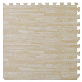 Ash Printed Wood Grain Interlocking Anti-Fatigue Puzzle Floor Tiles Mats - 24" x 24"