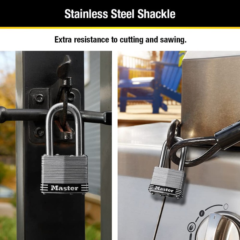 Master Lock 1SSQLF Stainless Steel Outdoor Padlock with Key, 4