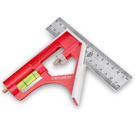 Zenakio Zenakio Combination Square 15 cm - Precise Measuring and Marking - Stainless Steel Angle Ruler - Ideal for Wood and Metal Work - Zenakio Professional Combination Angle