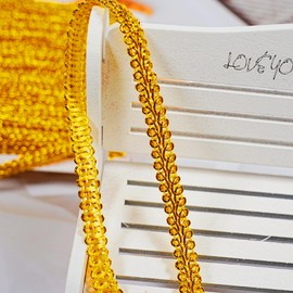 Trenza tejida de poliéster de 52 yardas de 8 mm para tapicería, disfraces, manualidades, disfraces, decoración del hogar (oro profundo)