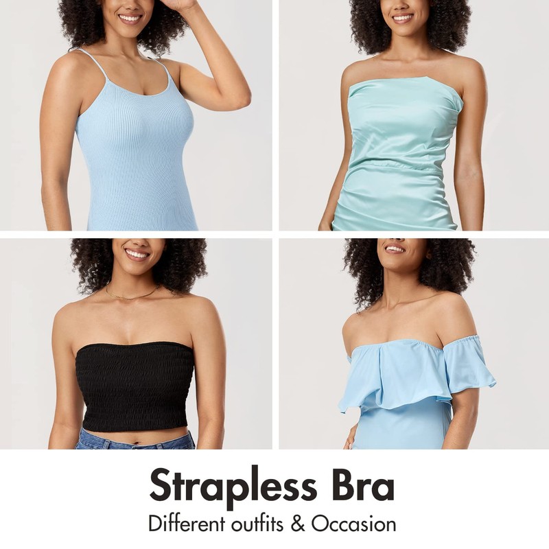 DELIMIRA Women's Strapless Bras Underwire Non Padded Support Multiway Bandeau