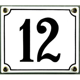 Buddel Bini Enamel House Weatherproof 12 White 12 x 14 CM; Available immediately Enamel House Number