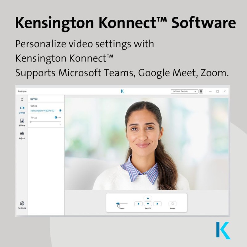 Kensington W2000 1080p Auto Focus Webcam, USB Powered, Built-In Noise