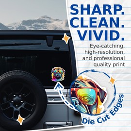 (2 Pack) Pug Dog Stickers - Pug with Sunglasses - Choose FromOver 100 Dog Breeds - 5 Inches On Longest Side - Premium Vinyl - Made in USA - BMCS0388