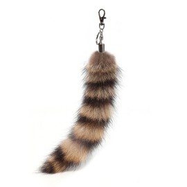 LIANXUE Cute Foxes Racoon Tail Keychain Furs Pendant Key Chain Bag Charm Keys Holder Couple Keyring Backpack Decor for Women