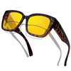 KANASTAL Plus Size Over Sunglasses Men and Women Square Polarised Over Glasses Sunglasses for Glasses Wearers UV400 Sun Protection Over Sunglasses Fit Over Sunglasses, 18-leopard frame/yellow lens