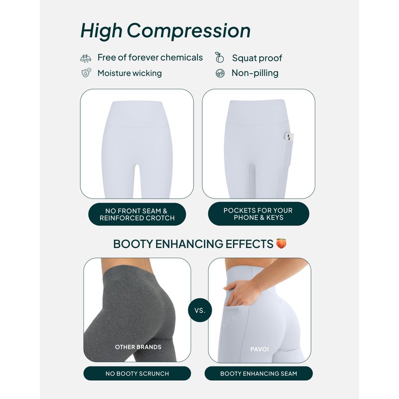 PAVOI ACTIVE Leggings with Pockets | Compressive High Waisted Butt