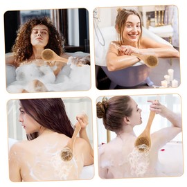 Vaguelly Bath Brush Exfoliating Scrubber Body Exfoliator for Bath Wooden Handle Shower Brush for Adults
