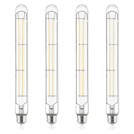 LUXRITE Vintage T9 Long LED Tube Light Bulbs 60W Equivalent, 2700K Warm White, 800 Lumens, Dimmable Edison Tubular Light Bulbs 7W, Clear Glass, LED Filament Bulb, UL Listed, E26 Base (4 Pack)
