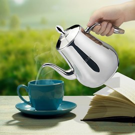 SANQIAHOME Stainless Steel Teapot with strainer Tea Pot With Removable Infuser or filter for Loose Leaf and Tea Bags cold water Pitcher Tea Maker Dishwasher Safe (silver, 1550ml(51Oz))