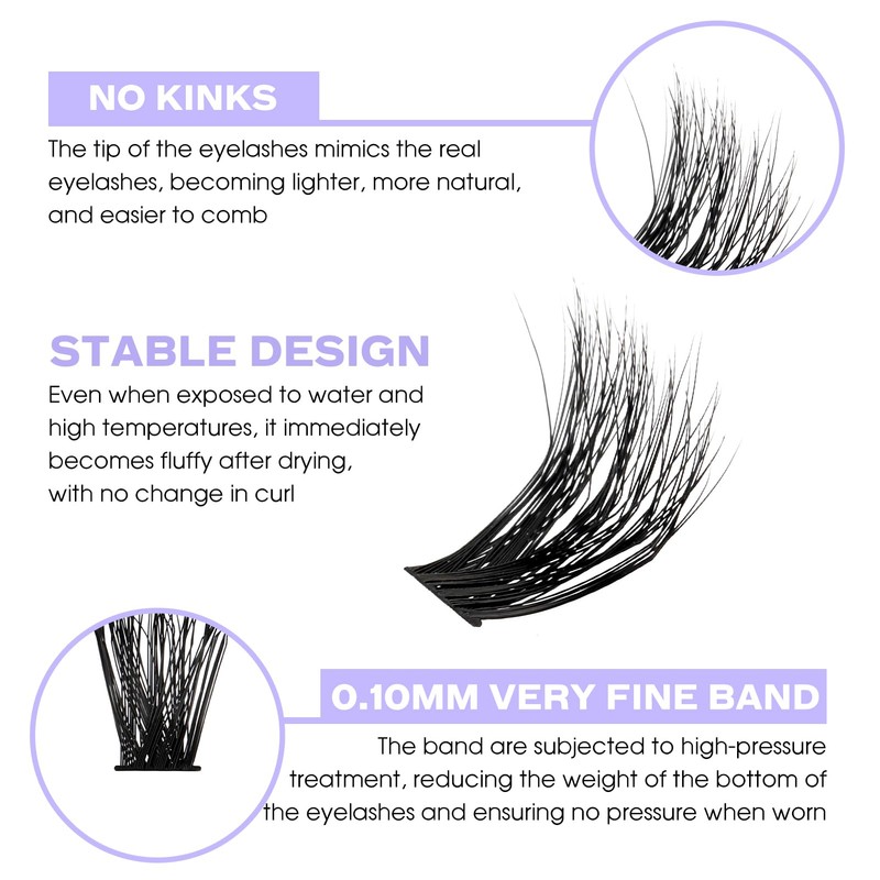 Individual Eyelashes 3D 60+80D 12-16mm D Curl Mixed Natural Cluster