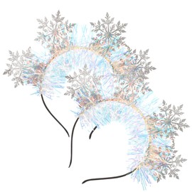 Beaupretty 2PCS Christmas Headbands Christmas Snowflake Headbands Christmas Head Boppers Xmas Tinsel Headdress for Holiday