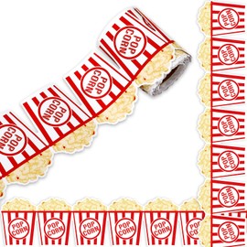 JarThenaAMCS 32.8Ft Popcorn Bulletin Board Border Movie Night Die Cut Trim Border Roll for Movie Party Chalkboard Wall Decoration