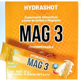 Mag 3 Magnesio 300mg con Inulina y Vitaminas B Complex, Suplemento Alimenticio Sabor Manzana Verde, 15 Sobres de 5g, Apoyo Muscular y Bienestar