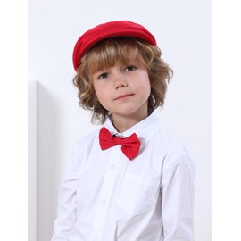 A&J DESIGN Newsboy Hats for Boys Baby Golf Christmas Driver Cap with Bow Tie Set Red 3-6 Months
