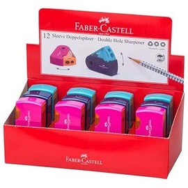 Faber Castell Pencil Sharpener Sleeve 2 Holes With Mini Tank Sharpeners, Multi-Colour, 6933256640468