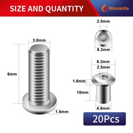 20Pcs M4 x 10mm Flat Head Hex Socket Cap Screws Bolts with Allen Wrench, 304 Stainless Steel Furniture Connector Bolts M4 Screw Barrel Nuts Kit Binding Screws for Crib Replacement Belt Cabinet