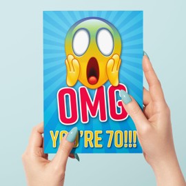 Funny 70th Birthday Card for Friend, OMG You're 70 Screaming Emoticon, Getting Old Card, Sister Birthday Card, Brother Birthday Card, Card for Him or Her