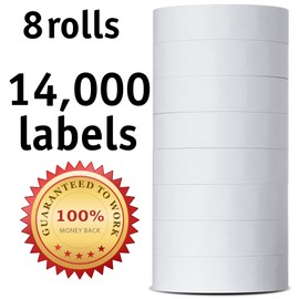 Labels for Us Labels for The Monarch 1136 Price Gun - White - 14,000 Labels - Pack with 8 Rolls - Ink Roller Included - Manufactured by - Prime