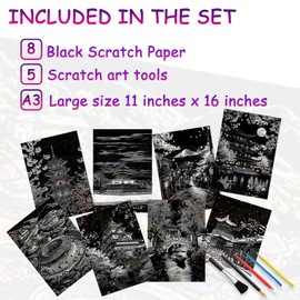 Scratch Art Book City Bloom Scratch & Reveal Scratch Painting Adults for Kids Return Gifts for Birthday Party Stress Relief Art（City for Blossom）