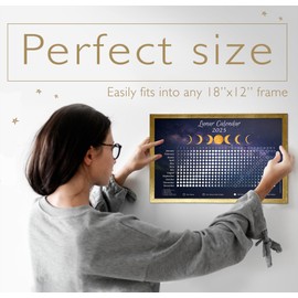 Moon Calendar 2025 - Lunar Phases and Eclipses Tracker - Night Sky Horizontal Wall Celestial Calendar Poster - 18 x 12 inch