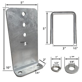 A.A 4 Pack 10" Galvanized L-Type Bunk Bracket Kit for Boat Trailer, fits 3x3 Cross Members, Heavy Duty (4 Pack)