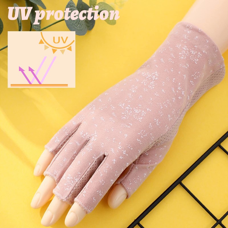 Kingsie Women's Fingerless Gloves, Half Finger Gloves, UV Protection, Fingerless,