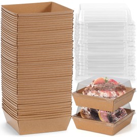 Cinccoke Cinccoke 50 Pack Mini Charcuterie Boxes with Clear Lids, 4.5x4.5 Inches Dessert Boxes Square Disposable Bakery Boxes to Go Food Containers for Daughter, Wedding, Party, Strawberries, Cake & Cookies