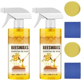 Beeswax Spray for Wood, Natural Micro-Molecularized Beeswaxs Essential Oil Wax, Multi-Purpose Furniture Beeswax Wood Polish, Wood Cleaner Repairing and Care Spray 2 Pcs