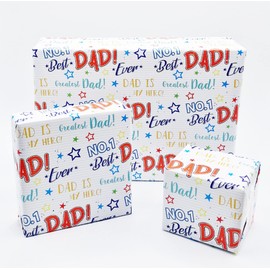2 Sheets Father's Day Best Dad Ever Design Wrapping Paper Multi Colour Dad Gift Wrap
